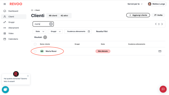 2.Cliccare sul nome del cliente