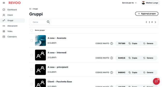 Gruppi di allenamento - REVOO