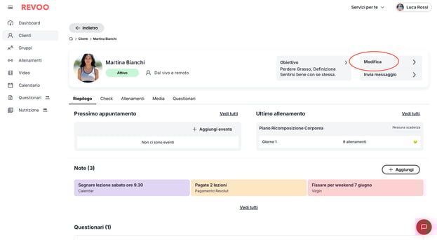 Modifica Profilo Cliente REVOO - Nuovo FE