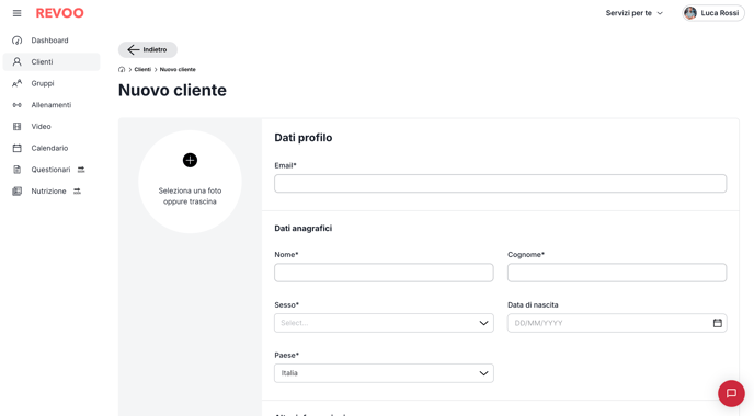 Nuovo cliente REVOO - Inserimento dati - Nuovo FE